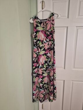 MSK Black Maxi Dress with Pink Floral Print